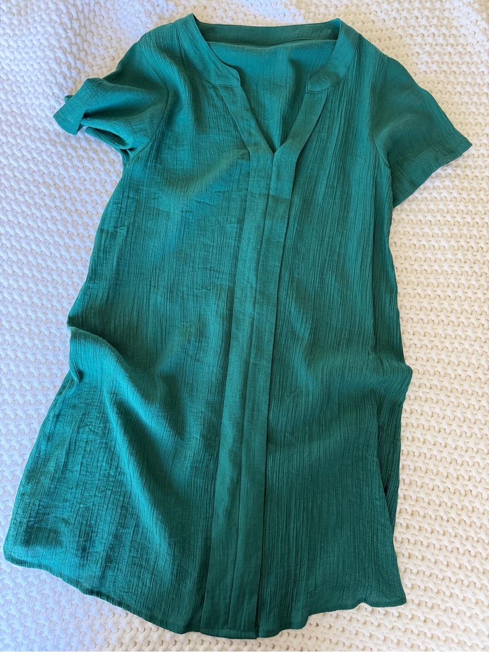 Women's Teal Short-Sleeve Tunic swimsuit coverup